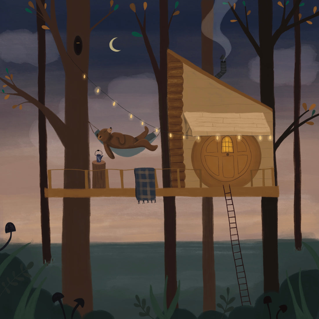 Treehouse Illustration for Peachtober