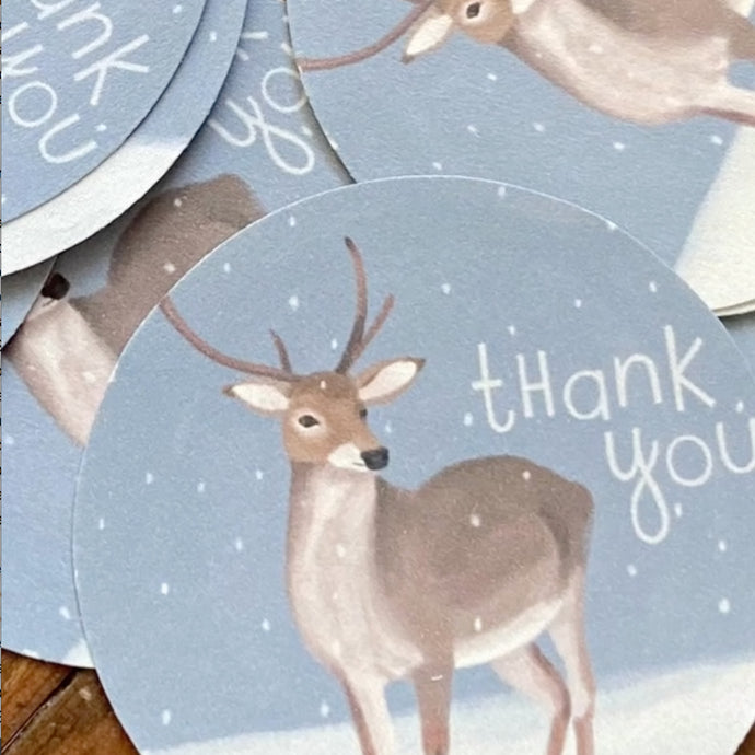 Making Deer “Thank You” Stickers.