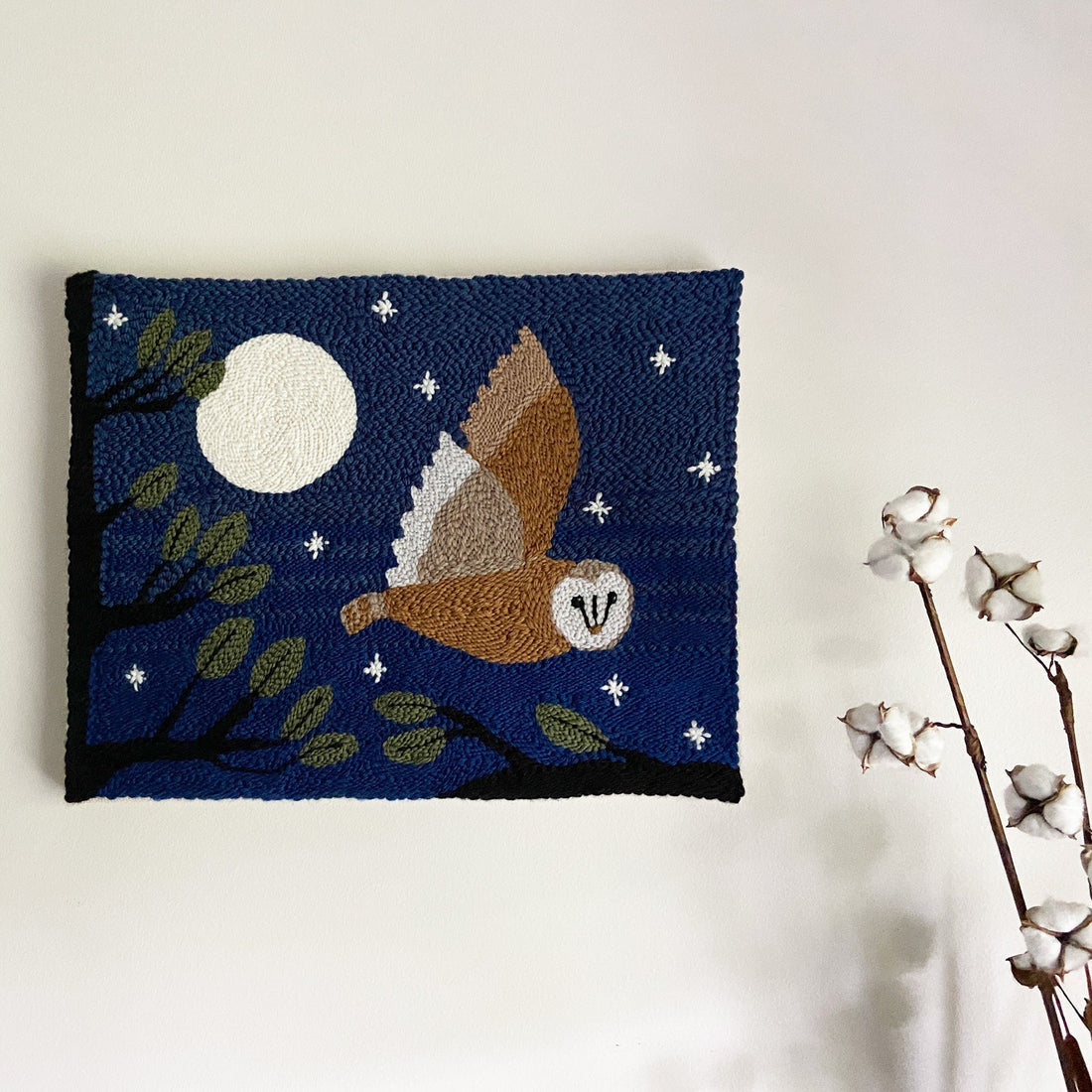 Finished Owl Textile Art