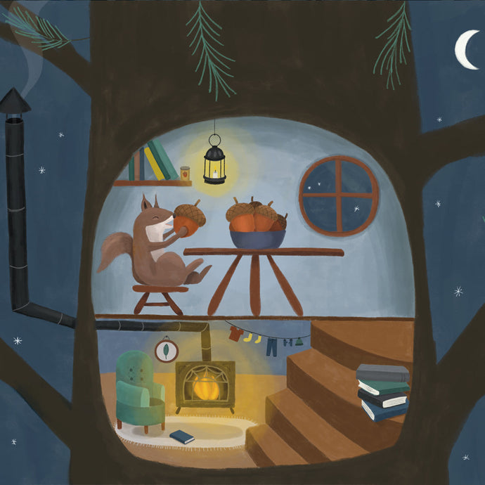 Cozy Squirrel Illustration