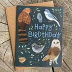 Happy birthday birds card, front of card