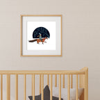 Framed magical artwork of a fox and a young girl in a nursery