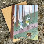 Hiking Rabbits Greeting Card