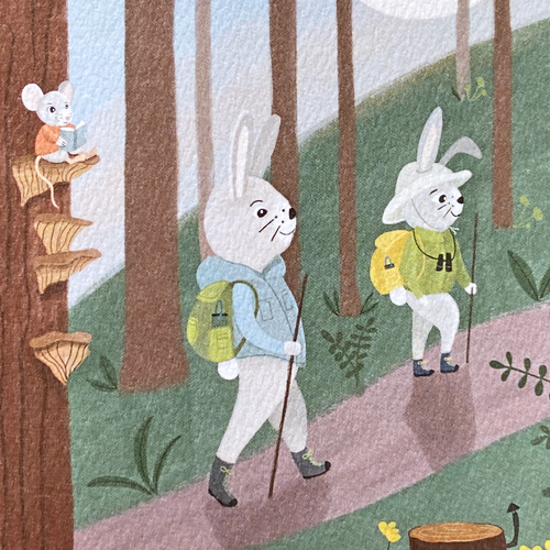Hiking Rabbits Greeting Card