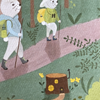 Hiking Rabbits Greeting Card