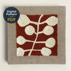 Modern Rust Abstract Leaf Punch Needle Pattern