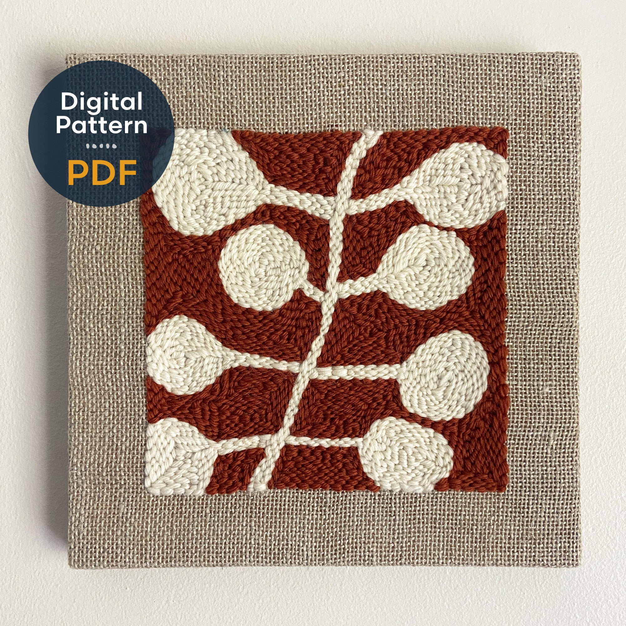 Modern Rust Abstract Leaf Punch Needle Pattern
