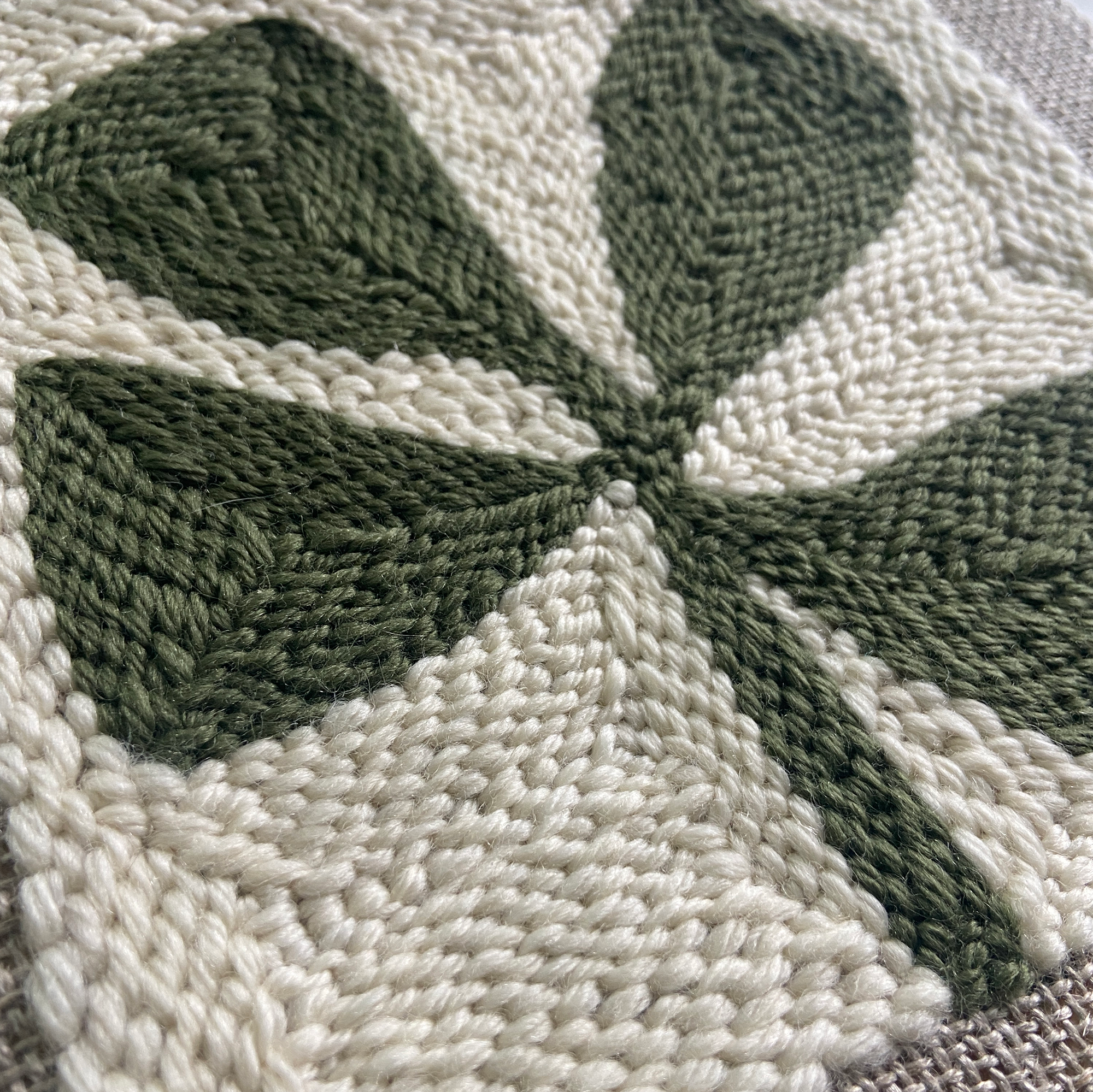 Green Abstract Botanical Punch Needle Pattern