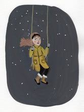 Load image into Gallery viewer, girl swinging in the snow artwork

